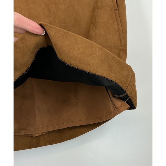 J.Crew A-Line Skirt 6 Camel Brown Faux Suede Pockets Back Zip Lined - Picture 4 of 9